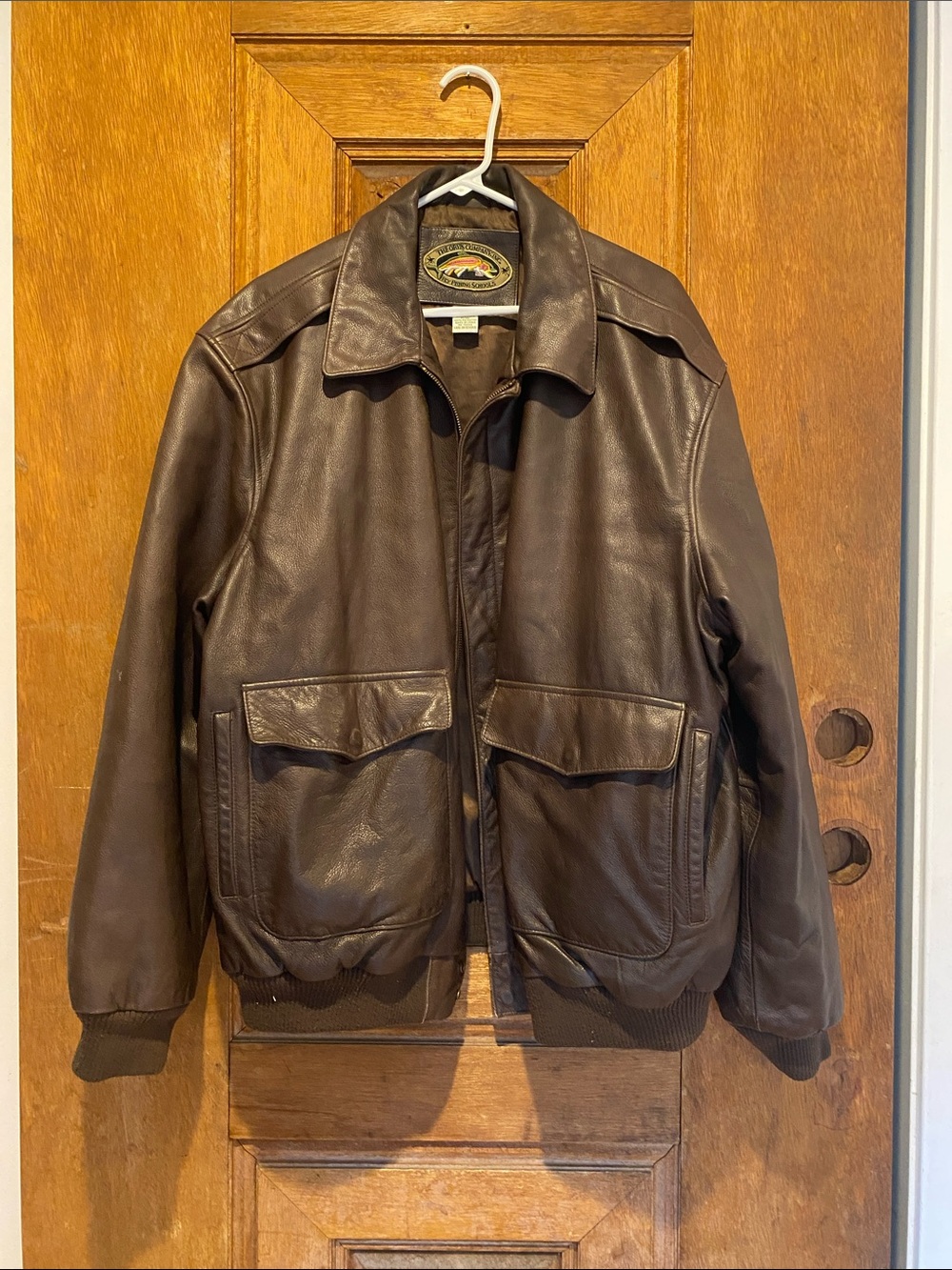 ORVIS leather bomber jacket dark brown XL